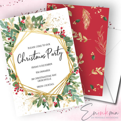 Holly Christmas Invitations
