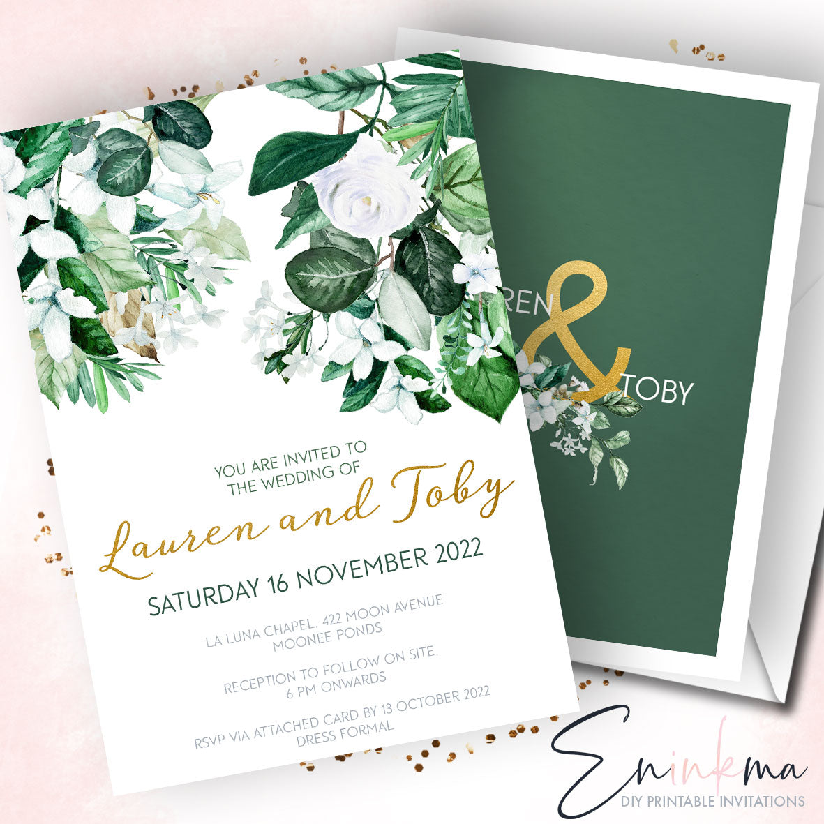White Floral Wedding invitations